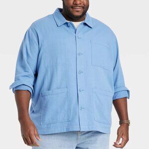 Goodfellow & Co Tailored Work Shacket Chore Jacket Lightweight Sky Blue Utility